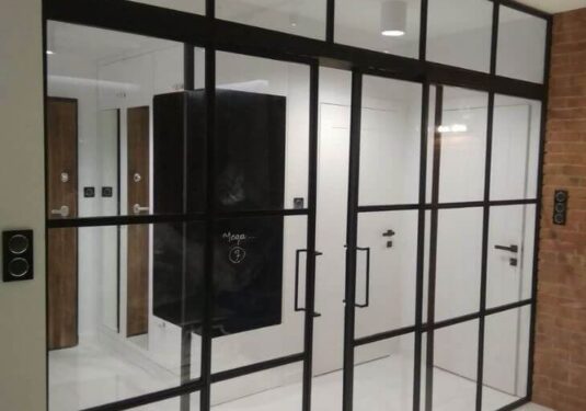 internal steel sliding double door