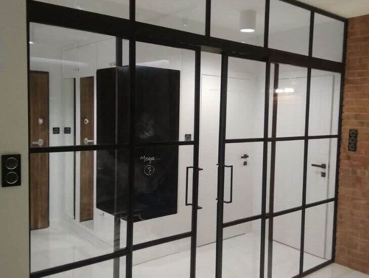 internal steel sliding double door